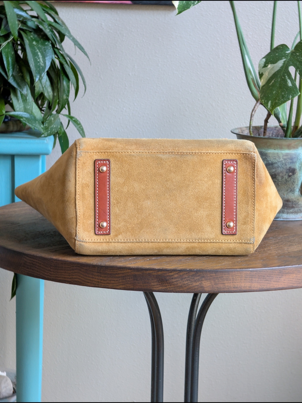 Dooney & Bourke Maxine Chamois Yellow Suede Tote Bag - Picture 7 of 14